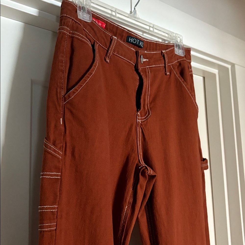 EUC [Hot Kiss] Cargo Straight Leg Stretch Rust Orange/Brown Pants Juniors Sz 9 - Picture 5 of 9